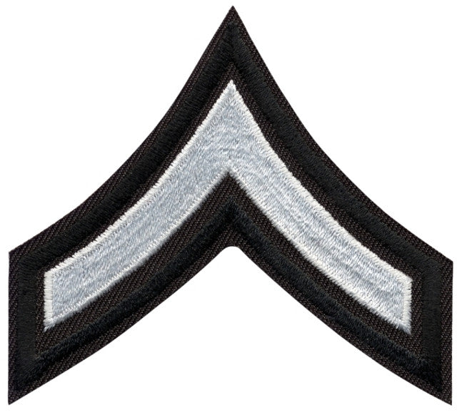 PFC Chevrons, White/Black, 3" Wide, Pairs