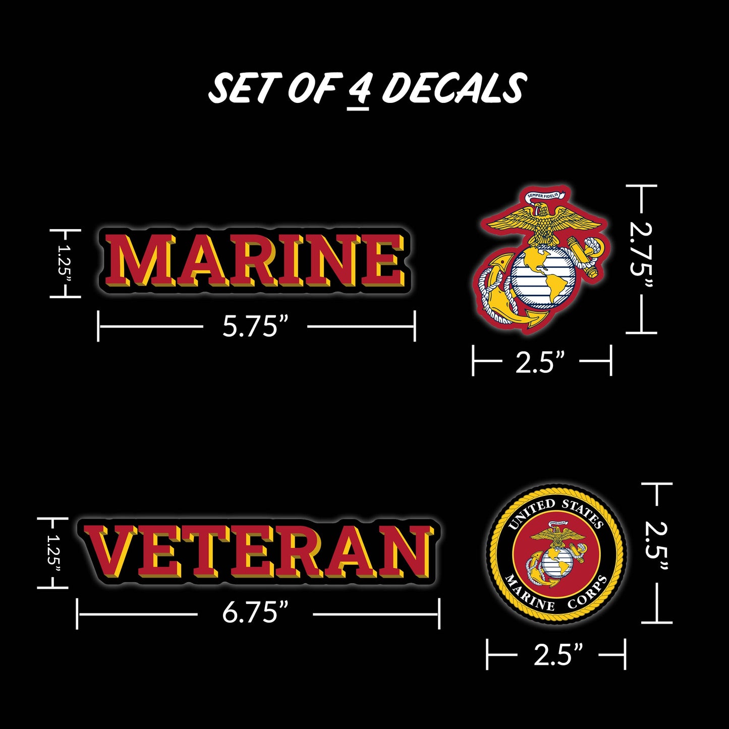 Marine Corps Licensed Veteran Military Car Sticker Decal