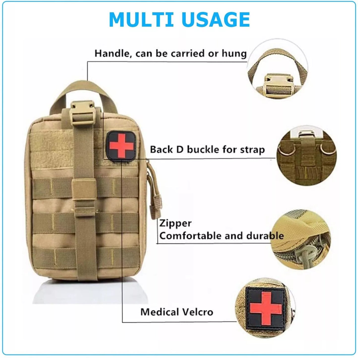 Tactical MOLLE Rip-Away EMT Medical First Aid IFAK Pouch (Bag Only)