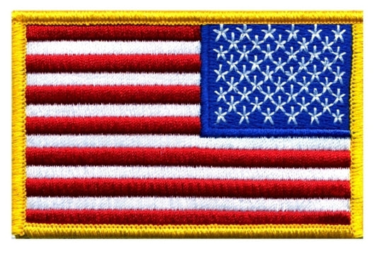 U.S. Flag Patch, Reverse, Medium Gold, 3-1/2x2-1/4"