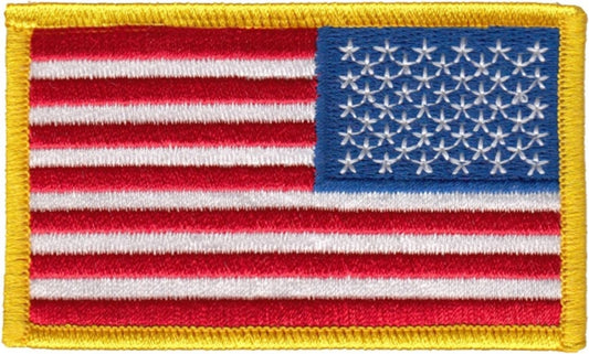 U.S. Flag Patch, Reverse, Medium Gold, 3-3/8x2"