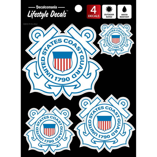 U.S. Coast Guard Logos 4 Pc Military Car Sticker Decal