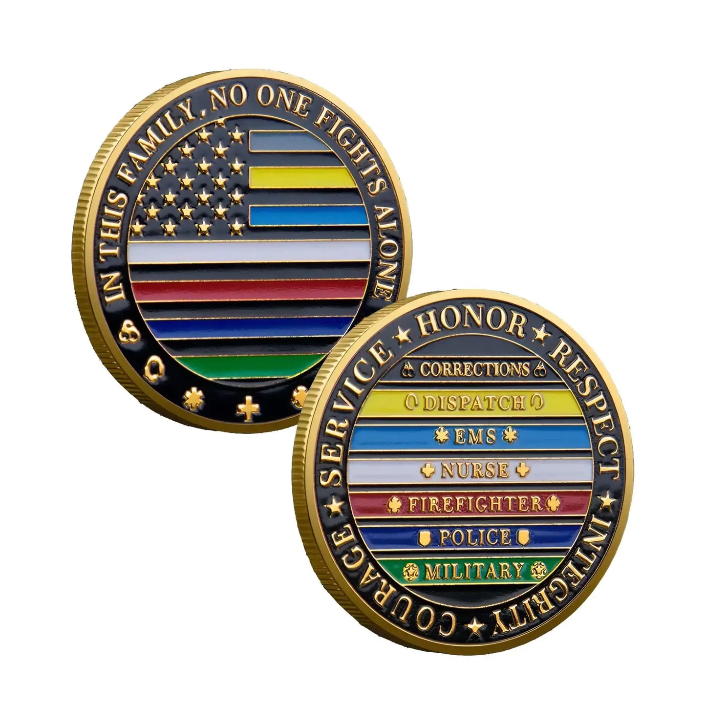 First Responders Military Thin Line Values Challenge Gold