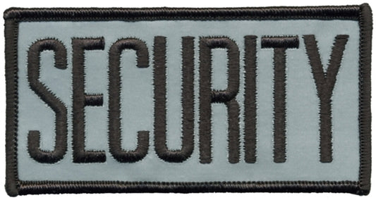 SECURITY Chest Patch, Reflective, Hook, Black/Reflective Grey, 4x2"