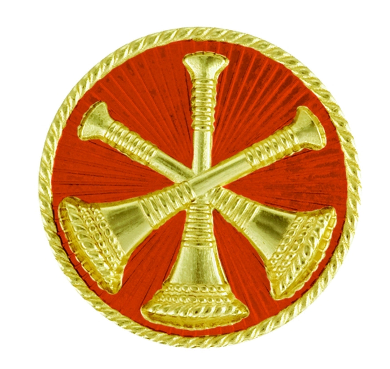 Asst Chief, 3 Bugles, 2 Posts & Clutch Backs, Pairs, 15/16" High