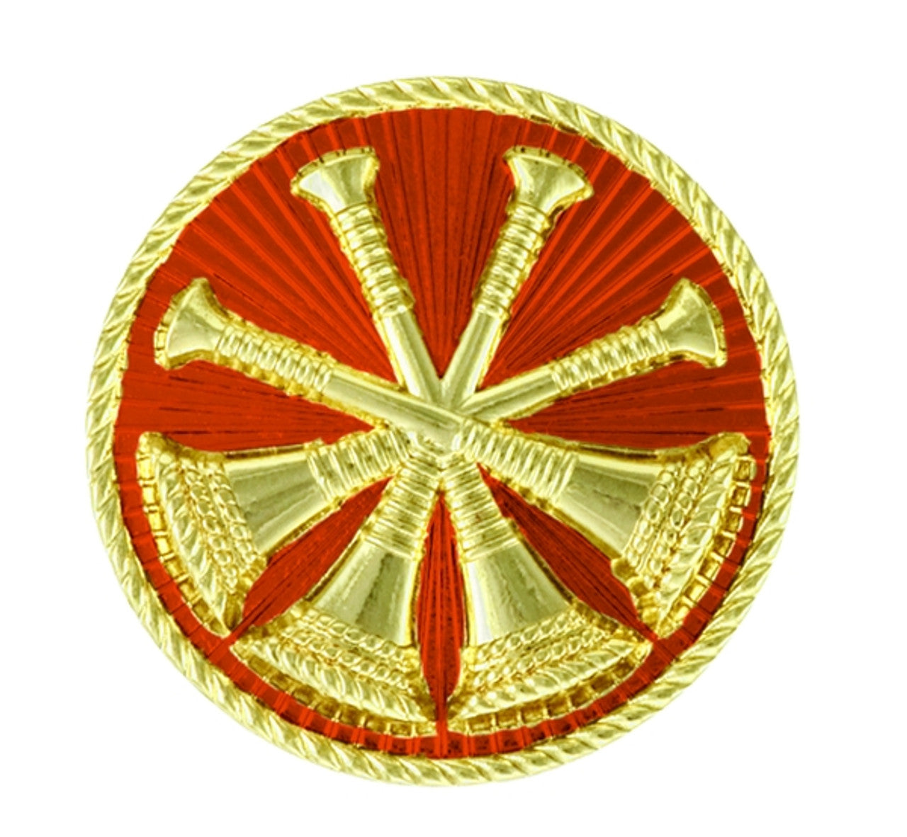 Deputy Chief, 4 Bugles, 2 Posts & Clutch Backs, Pairs, 15/16" High