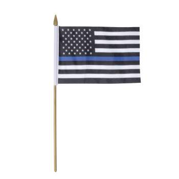 Thin Blue Line Stick Flag 4" x 6"
