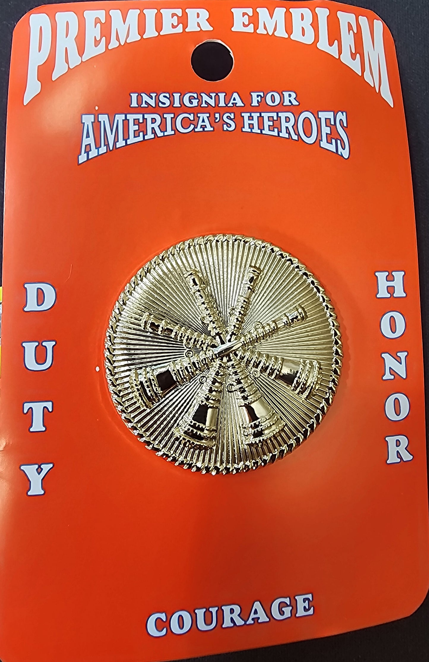 1 5/8" 4 Crossed Bugles Gold Hat Badge