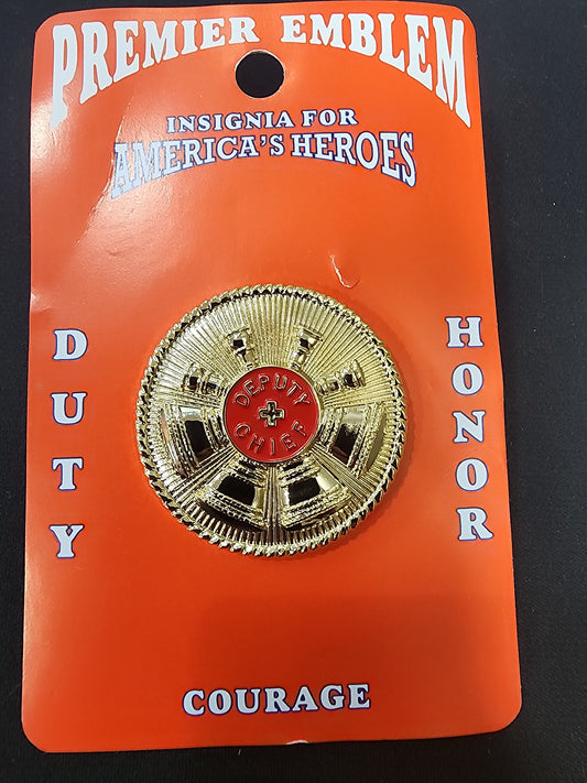 1 5/8" 4 Crossed Bugles Deputy Chief Gold Hat Badge