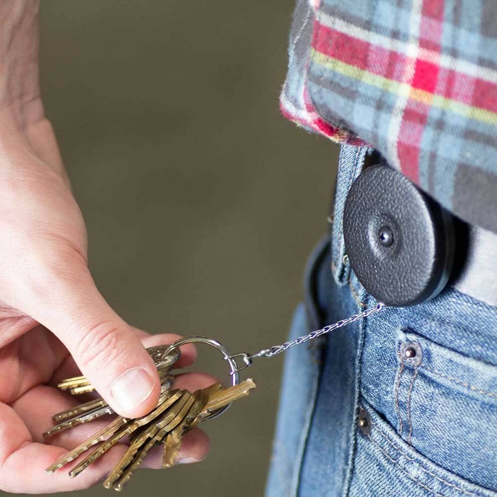 KEY-BAK Original Series Retractable Keychain in Vintage Chro