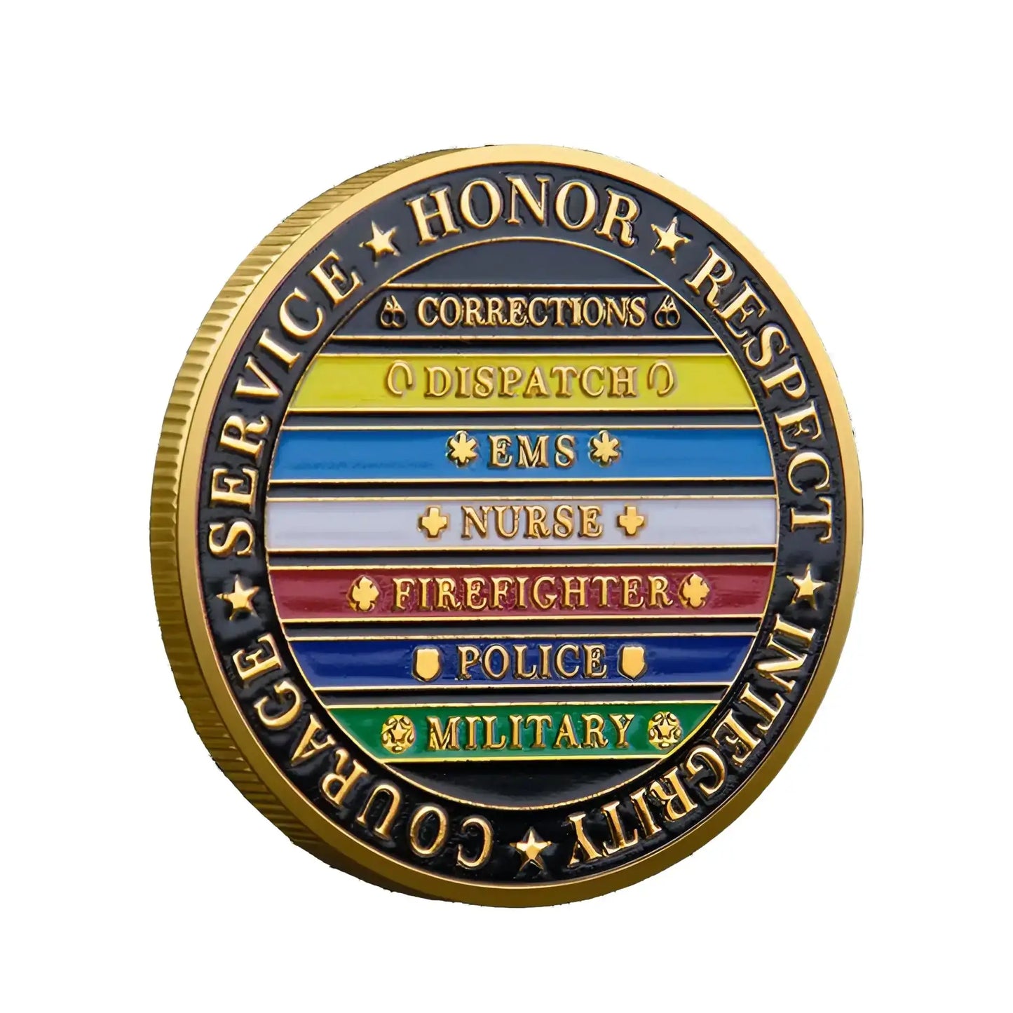 First Responders Military Thin Line Values Challenge Gold