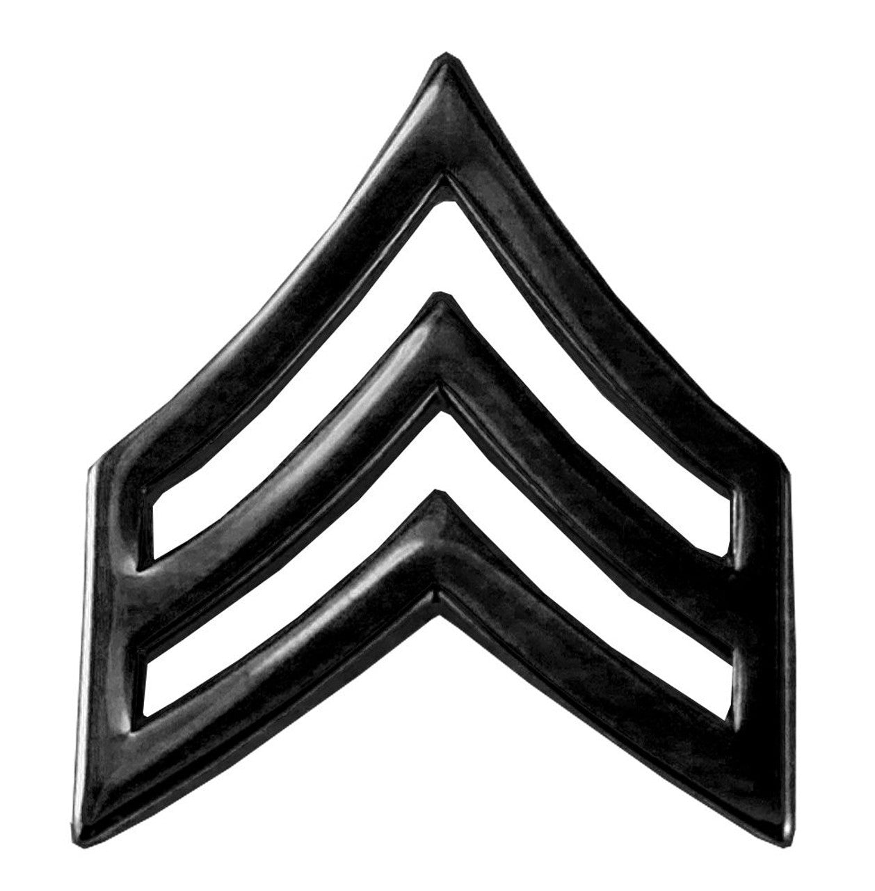 SGT Chevrons, Enameled & Plated, 2 Posts & Clutch Backs, Pairs, Pointy-3/4" Wide