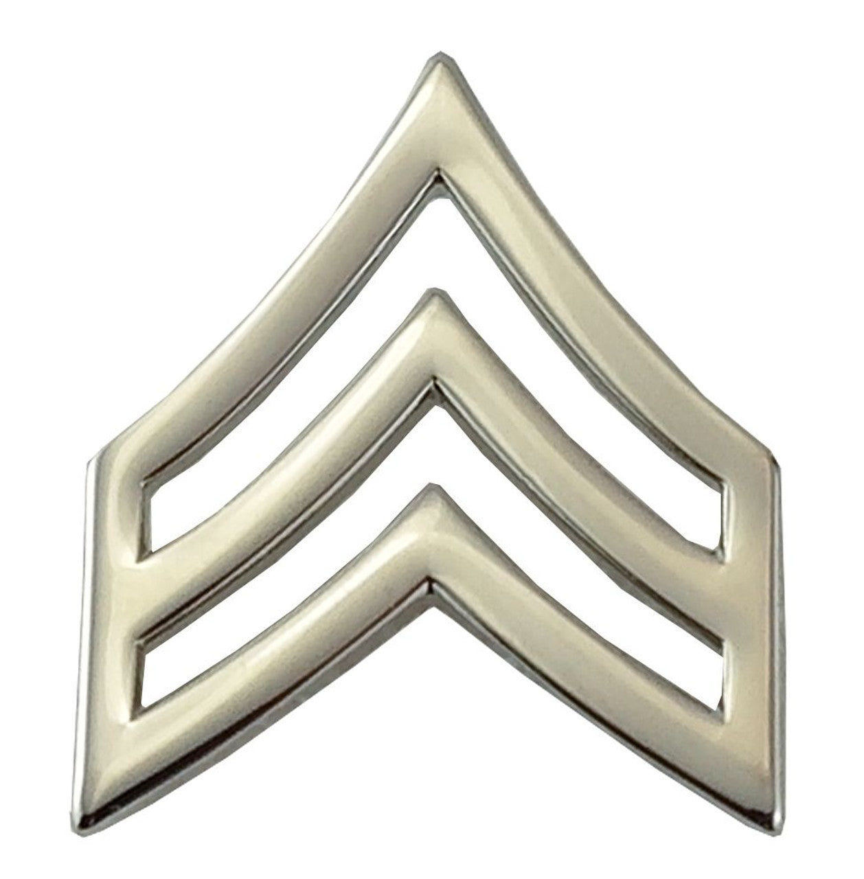 SGT Chevrons, Enameled & Plated, 2 Posts & Clutch Backs, Pairs, Pointy-3/4" Wide