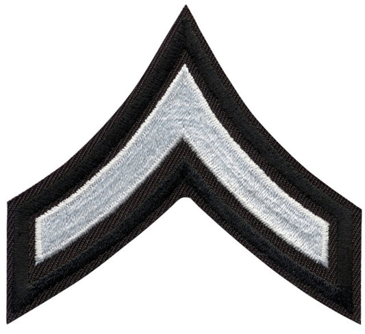 PFC Chevrons, White/Black, 3" Wide, Pairs