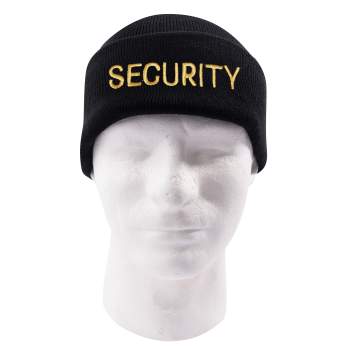 Embroidered Security Watch Cap - Black & Gold
