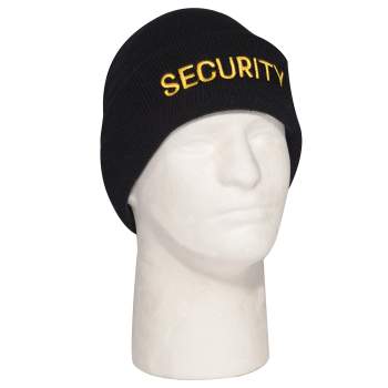 Embroidered Security Watch Cap - Black & Gold