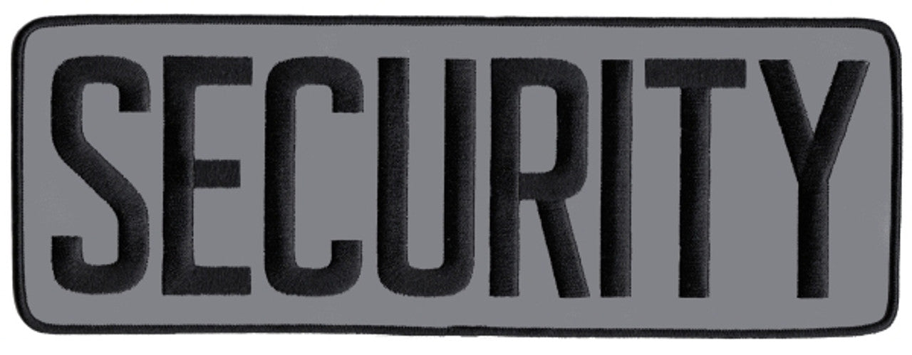 SECURITY Back Patch, Reflective, Black/Reflective Grey, 11x4" - Sew On backing