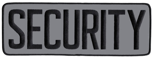 SECURITY Back Patch, Reflective, Black/Reflective Grey, 11x4" - Sew On backing