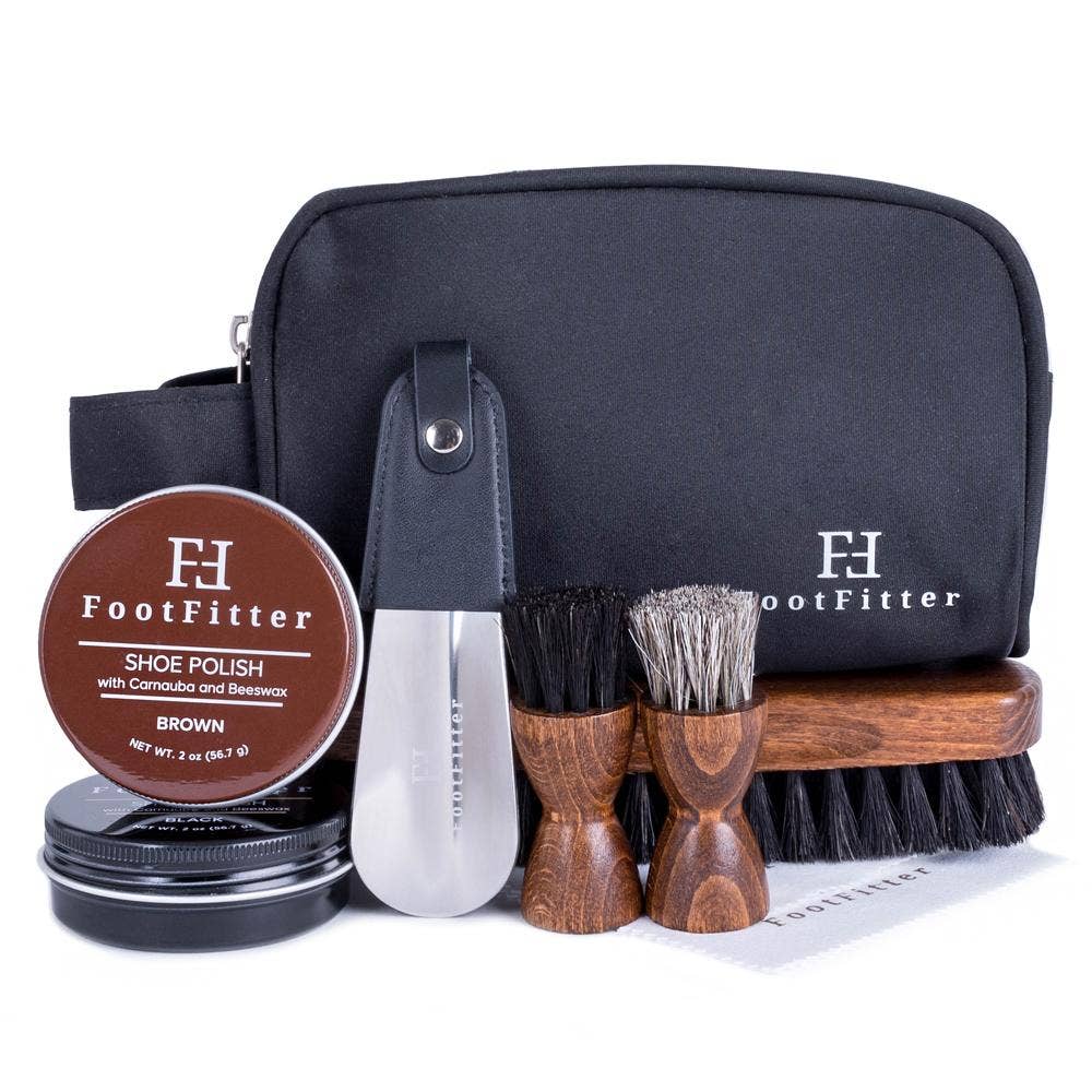 FootFitter Travel Shoe Shine Kit with Shoe Polish