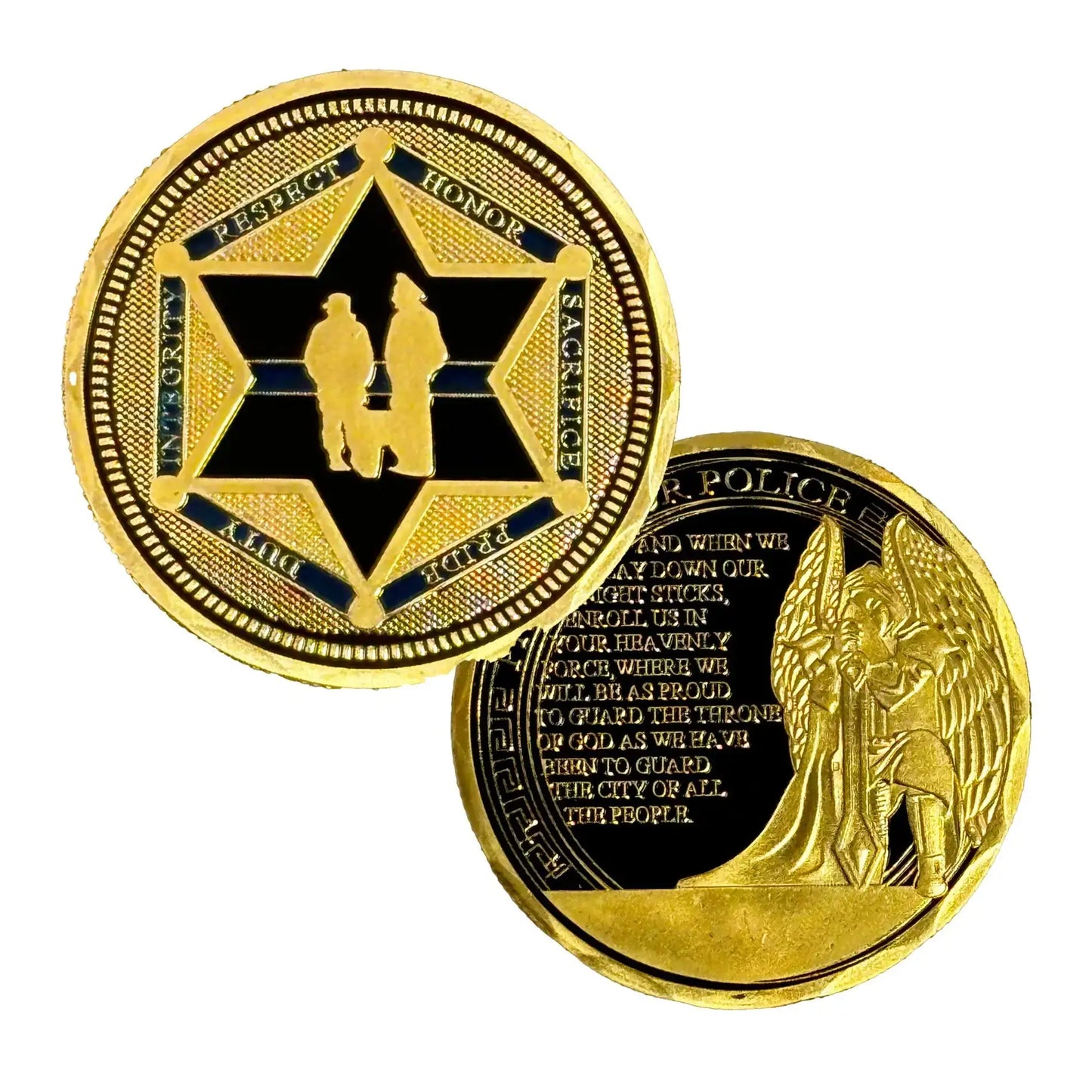 US Police Prayer Challenge Commemorative Gold Plated Coin