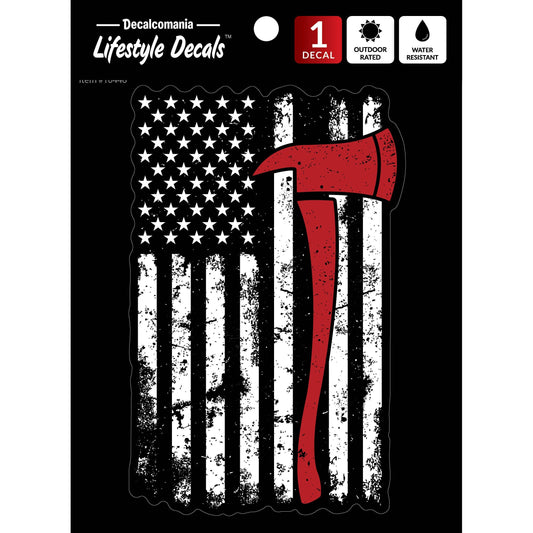 Red Line Flag Firefighter Car Sticker Decal