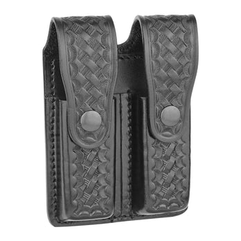 Basketweave Leather Double Magazine Holder for 9mm, .40 & .45