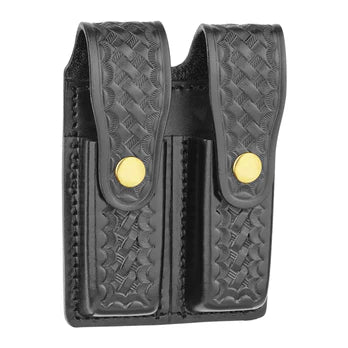 Basketweave Leather Double Magazine Holder for 9mm, .40 & .45