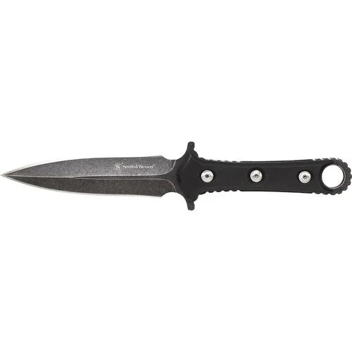 Boot Knife Stone Washed Spear Point Blade, Black G10 Handle