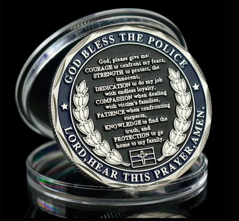 God Bless the Police Matthew 5:9 and Prayer Challenge Coin