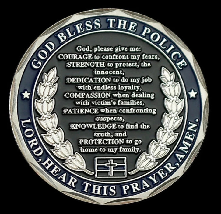 God Bless the Police Matthew 5:9 and Prayer Challenge Coin