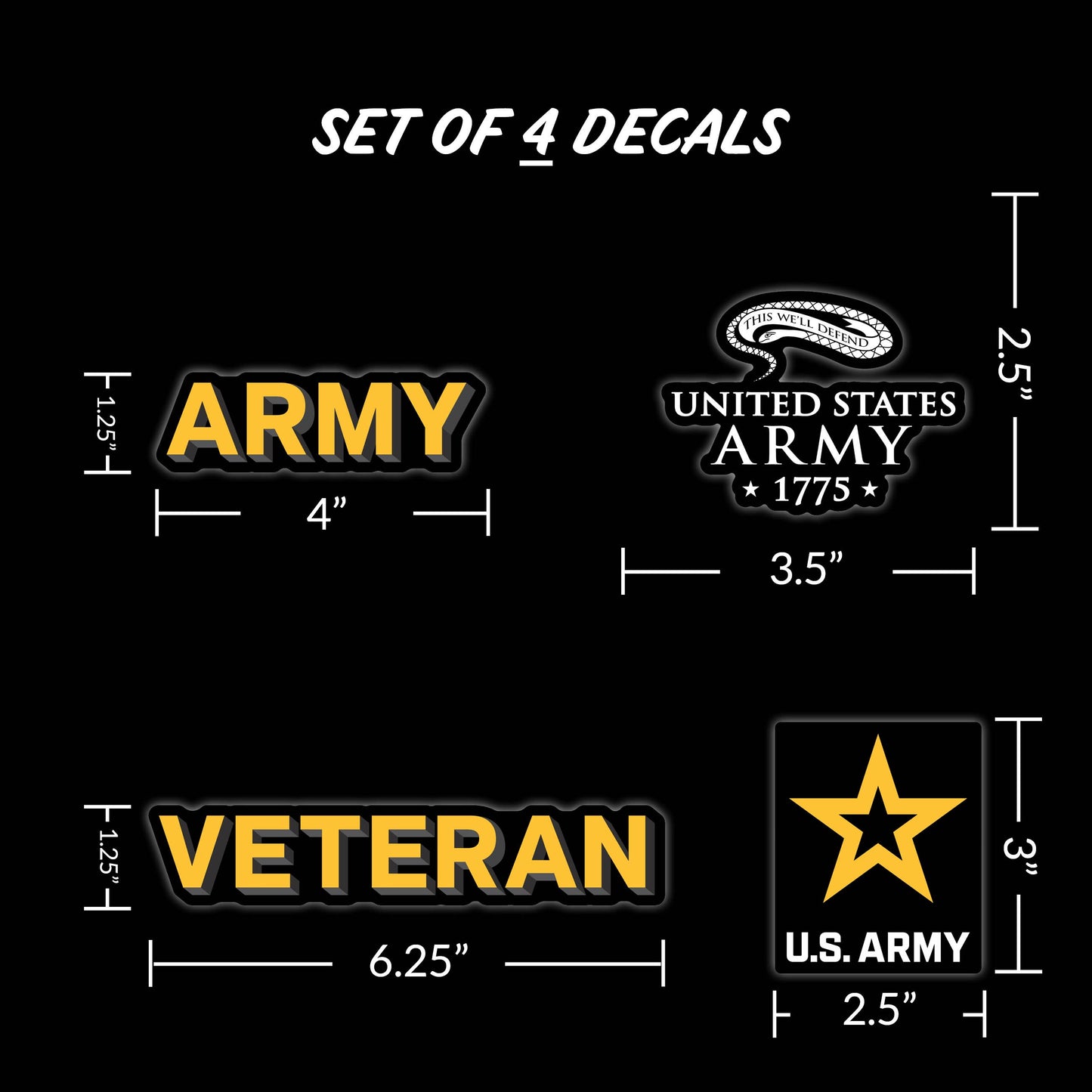 US Army Veteran Licensed Military Car Sticker Decal