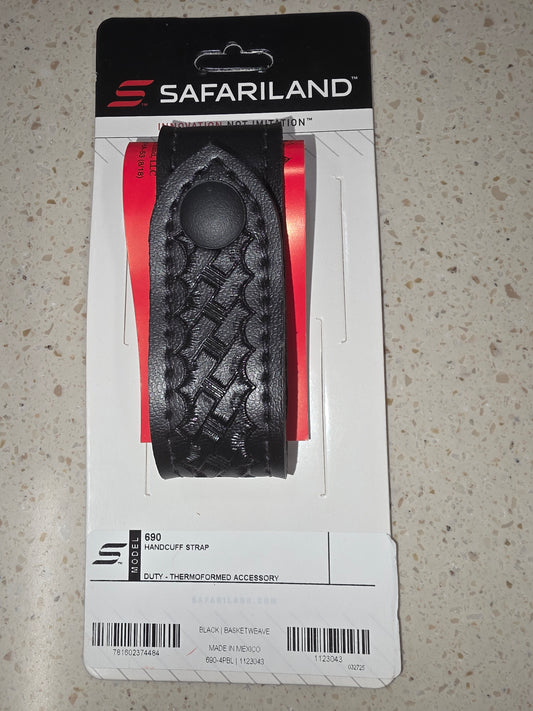 Model 690 Handcuff Strap-Snap - Basketweave - Black Snap